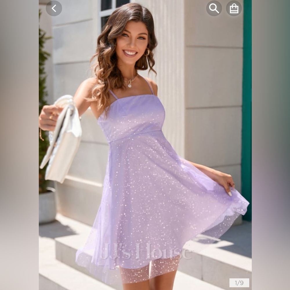 Sequins square sexy a-line tulle mini dress